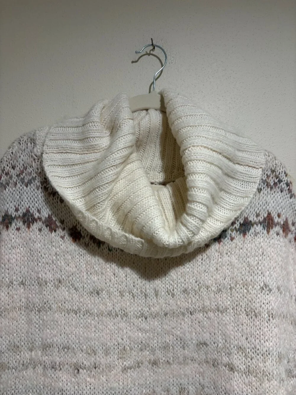 Free People Snow Bunny Sweater Vest Oversized Turtleneck Fair Isle